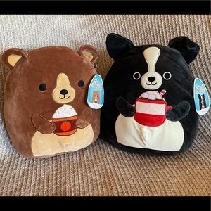 Baron the Bear & George the Boston Terrier 12” Squishmallow set
